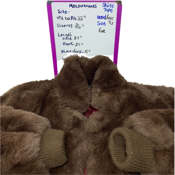VTG Avec Tu Faux Fur Borg Textile Short Waist Brown Teddy Bear Coat ILGWU USA L - Picture 9 of 16